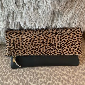 Cheetah Leopard Spots Leather Clutch